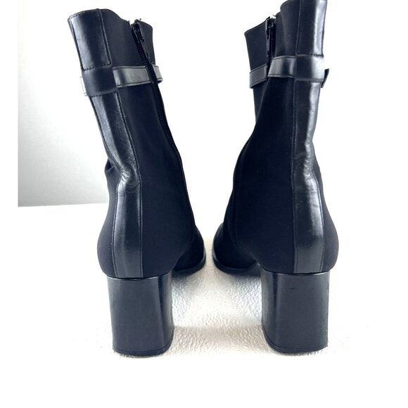 Easy Spirit Black Block Heel Ankle Boots Size 9B Womens Fabric & Leather Upper - Picture 10 of 13